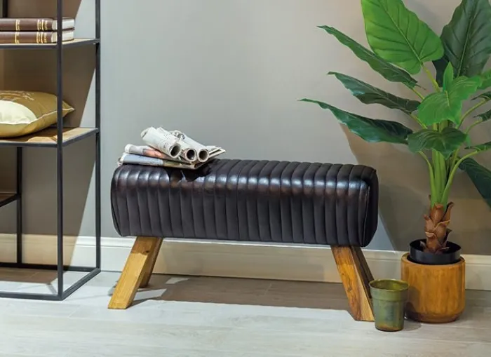 Clearance Paco World Collections Beckett leather Stool Large