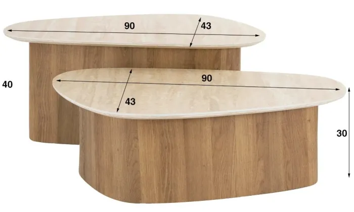 Outlet Paco World Collections Cherso Salontafel set van 2