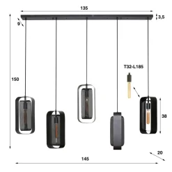 New Paco World Collections Gauze hanglamp 5L