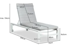 New Paco World Collections Ligbed 'Altona' met wiel Verstelbaar Wit