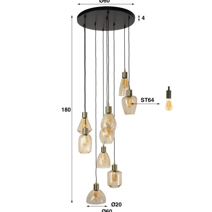 Best Paco World Collections Lover hanglamp 9 lichten