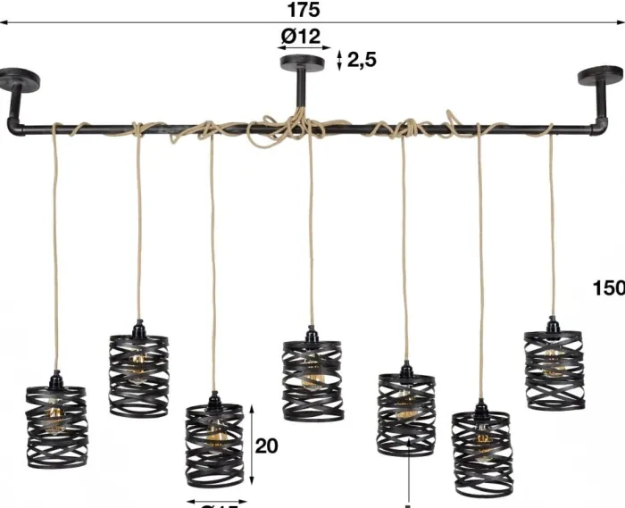 New Paco World Collections Medina Hanglamp 7 lampen