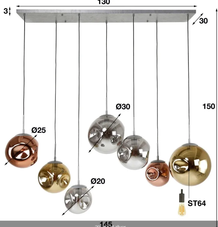 Best Paco World Collections Nosso Hanglamp 7 lichten