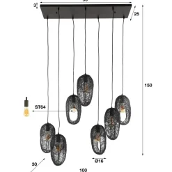 New Paco World Collections Paulina Hanglamp 4+3L