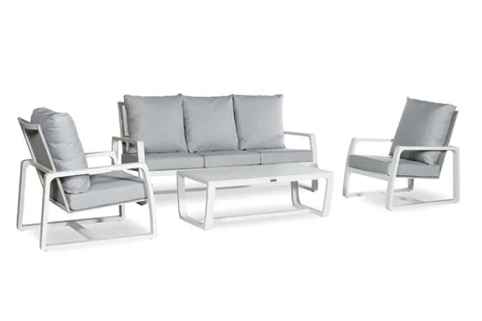 Sale Paco World Collections Stoel-bank loungeset 'Sunlake' 4-delig Wit