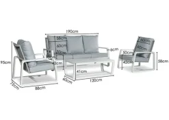 Sale Paco World Collections Stoel-bank loungeset 'Sunlake' 4-delig Wit