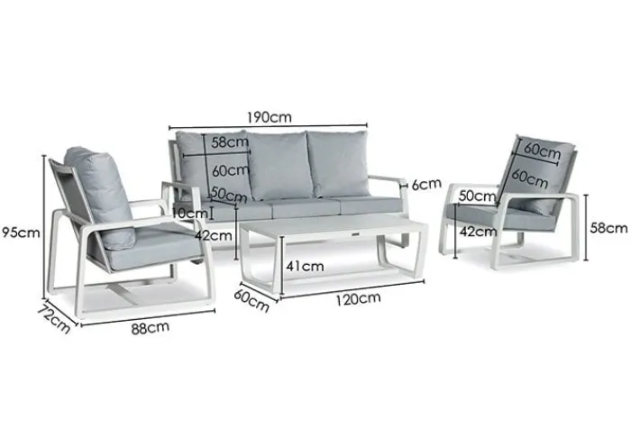 Sale Paco World Collections Stoel-bank loungeset 'Sunlake' 4-delig Wit