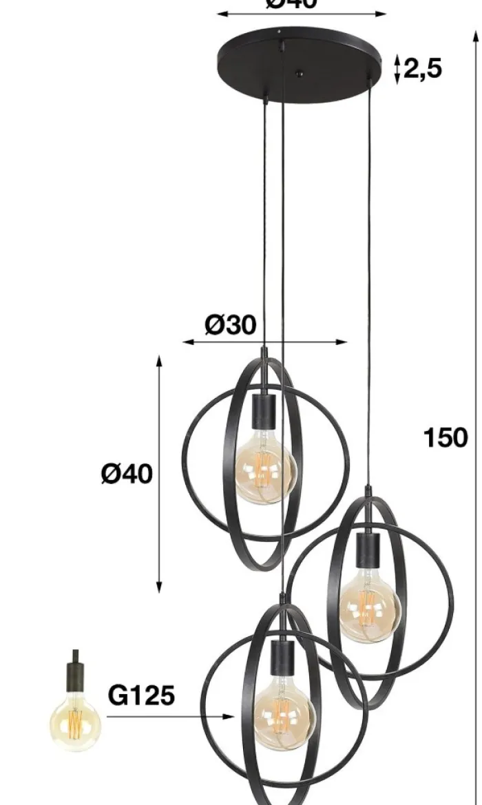 Online Paco World Collections Swirl hanglamp 3 lichten
