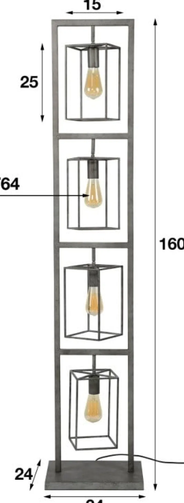 Outlet Paco World Collections Tampa Vloerlamp 4 lampen