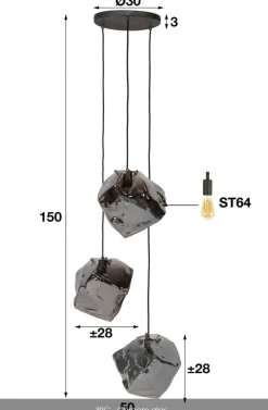 Sale Paco World Collections Xena hanglamp 3 lichten