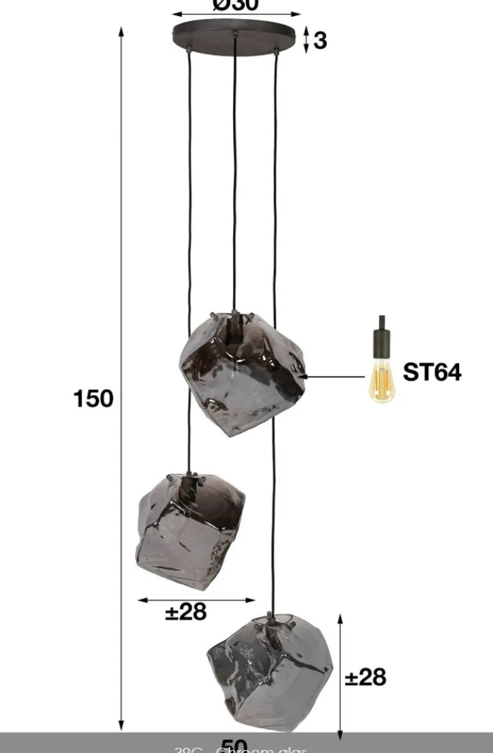 Sale Paco World Collections Xena hanglamp 3 lichten